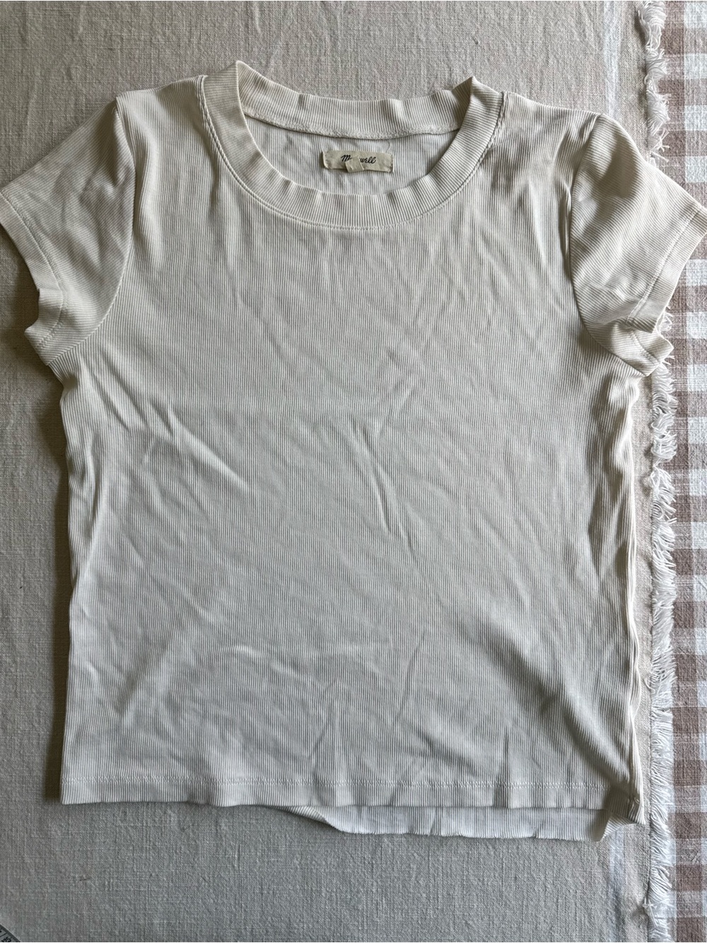 Madewell Cream Ribbed Short Sleeve Top
